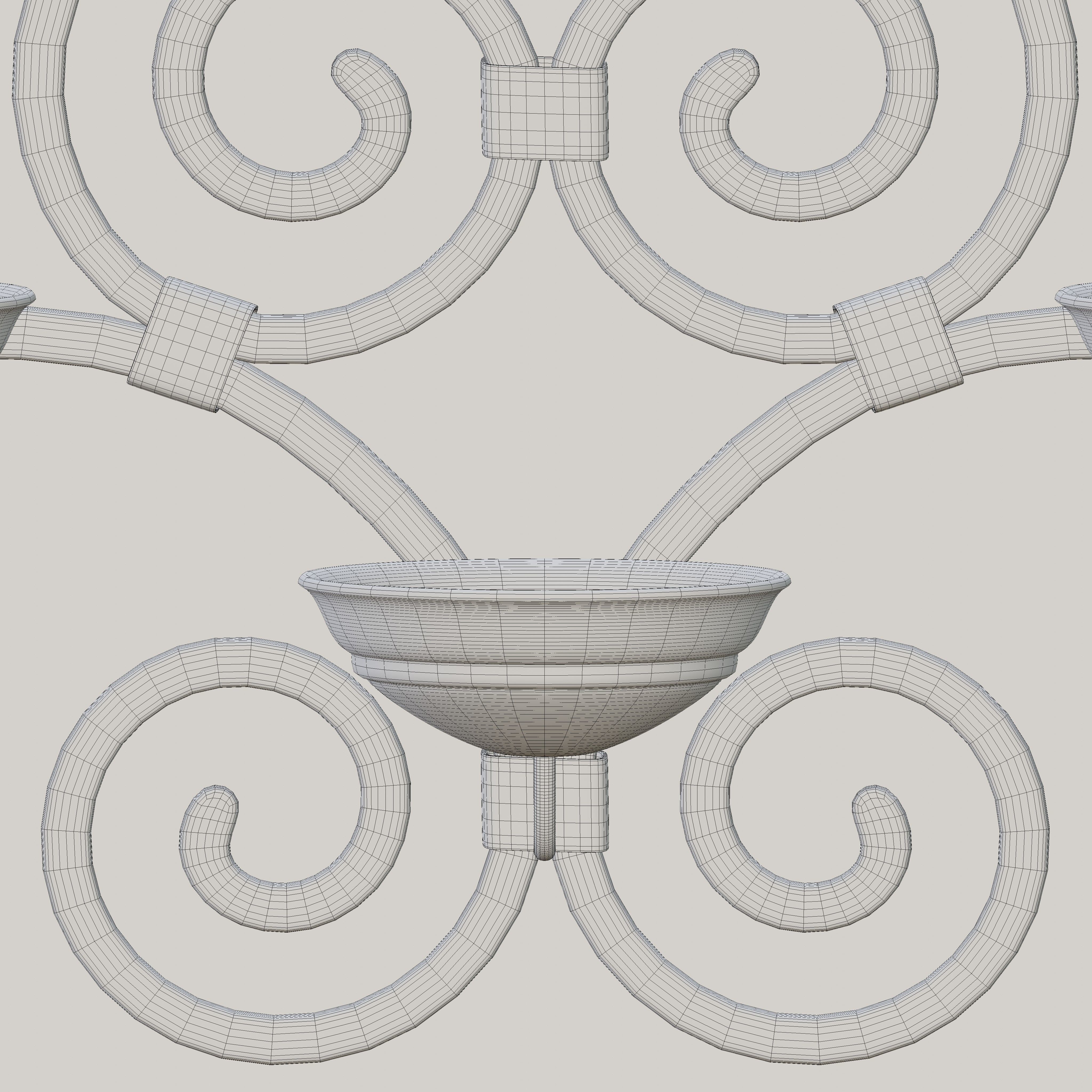 Decorative wrought iron wall lamp 3D model_9