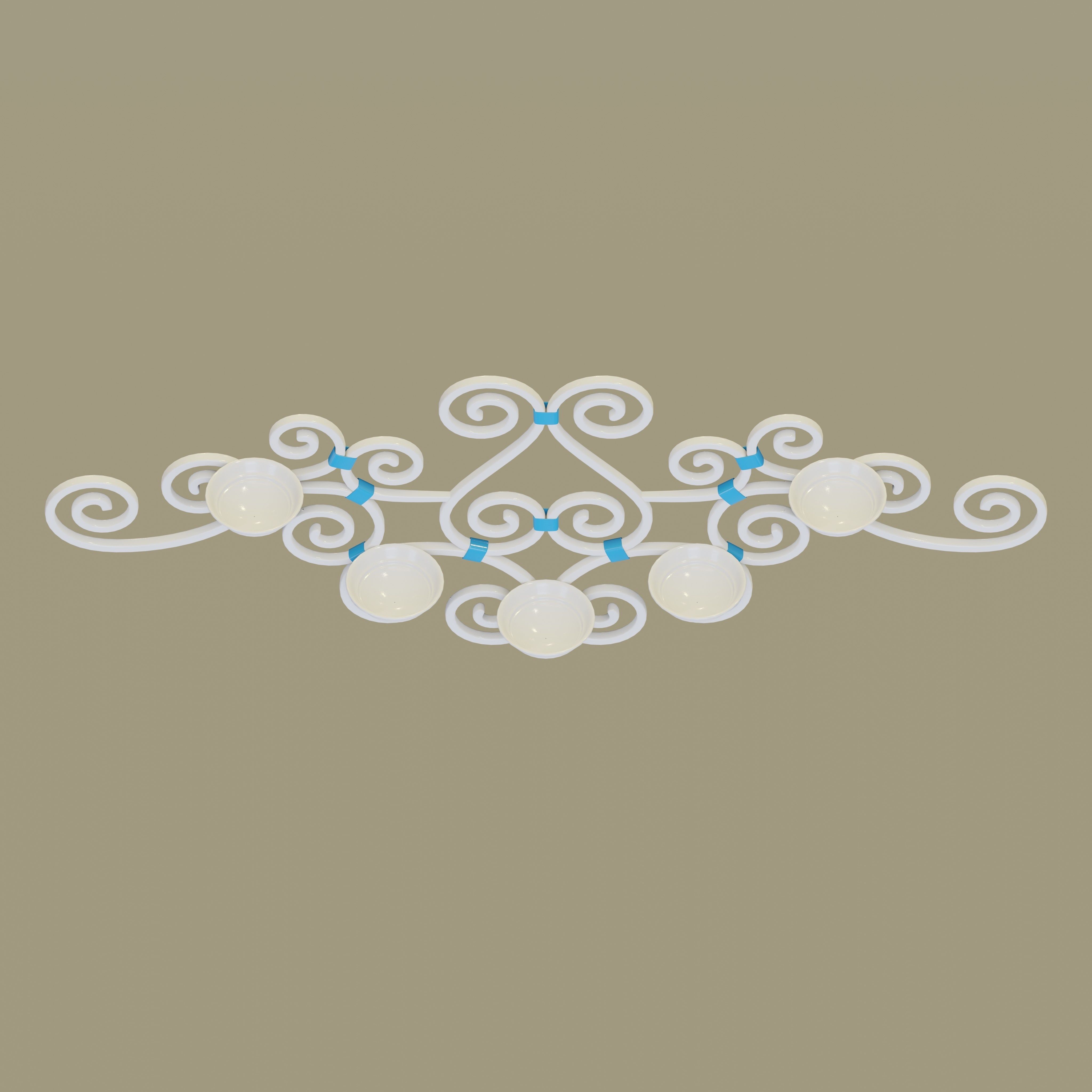 Decorative wrought iron wall lamp 3D model_1