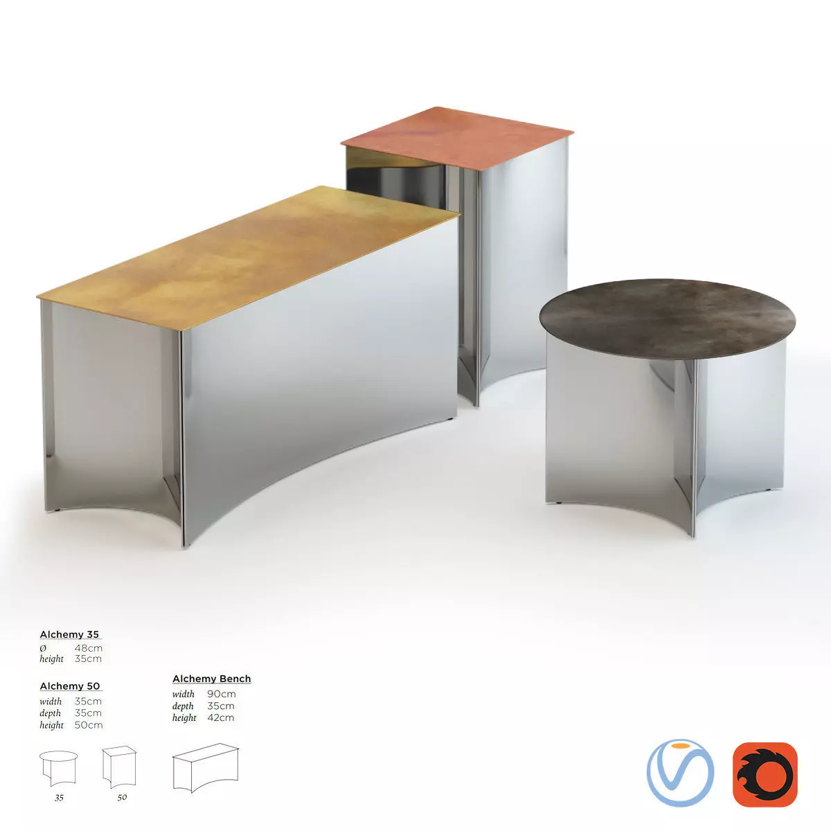 De Castelli Alchemy Side Table Low-poly 3D model