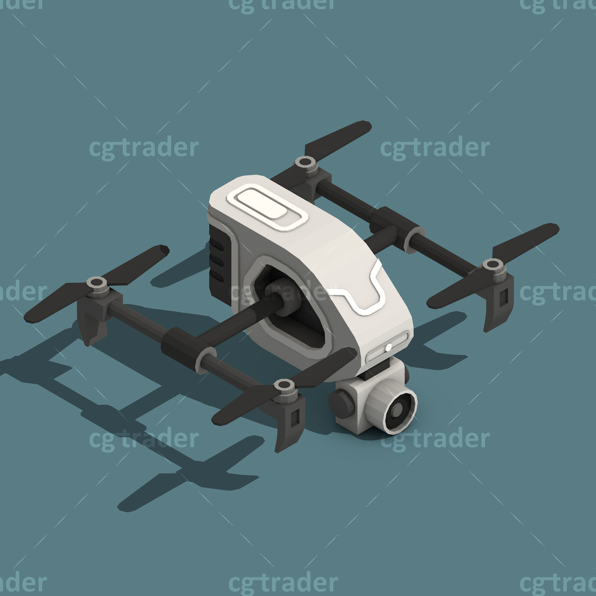 Low Poly Drone Isometric Icon Pack 02 Low-poly 3D model_6