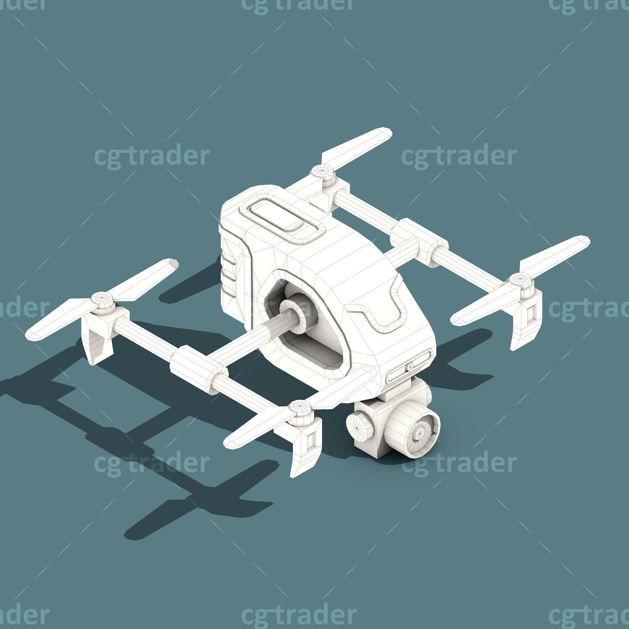 Low Poly Drone Isometric Icon Pack 02 Low-poly 3D model_7