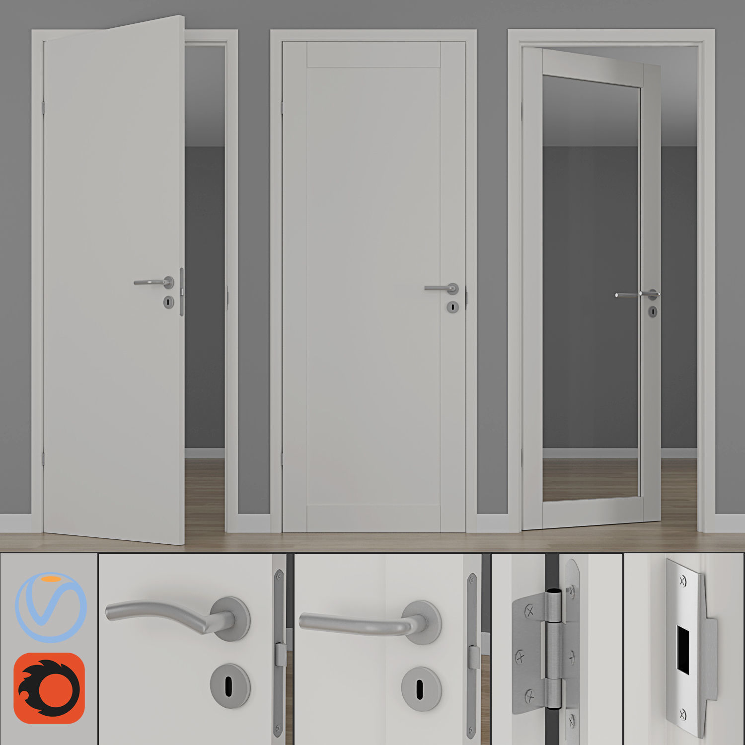 Modern interior doors unique 01L - GW01L - EASY GW 3D model_1