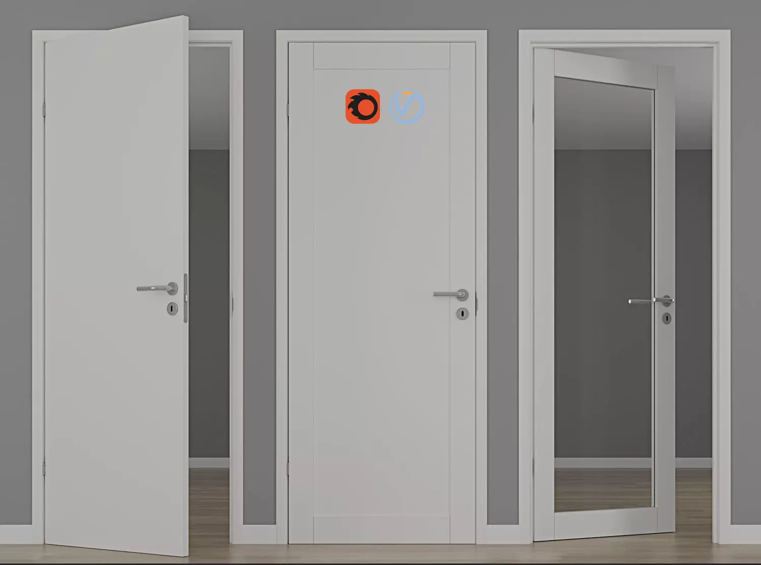 Modern interior doors unique 01L - GW01L - EASY GW 3D model_0