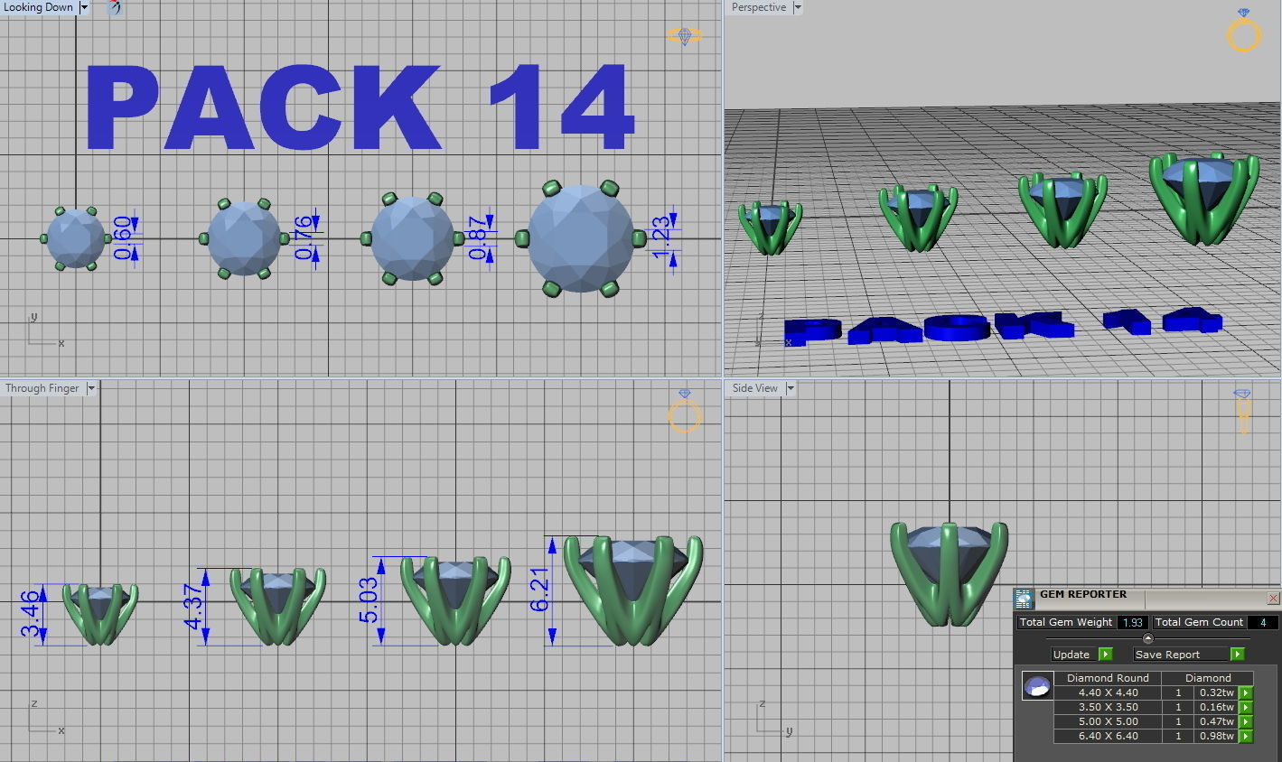 A Package of 4 Ring Crown Heads PACK14 printable 3d models 3D print model_3