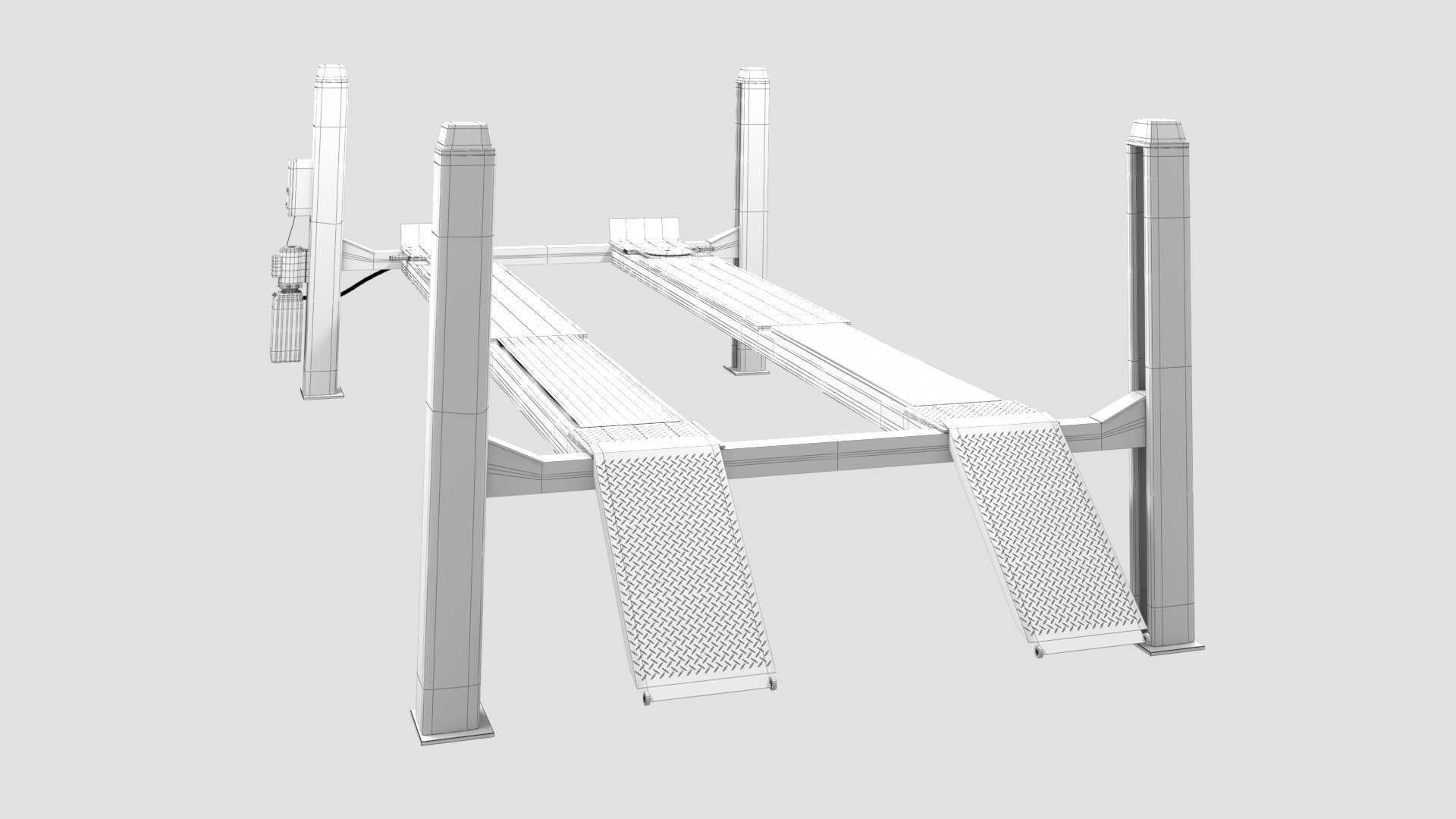 4 Post Car Lift 3D model_8