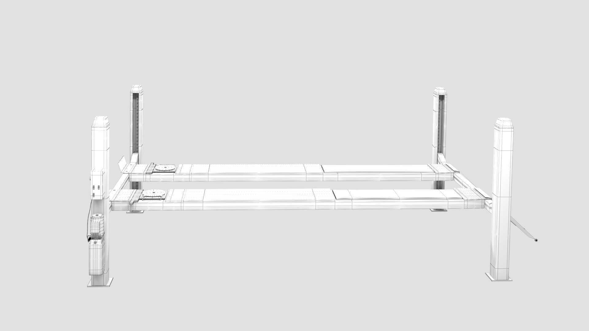 4 Post Car Lift 3D model_7