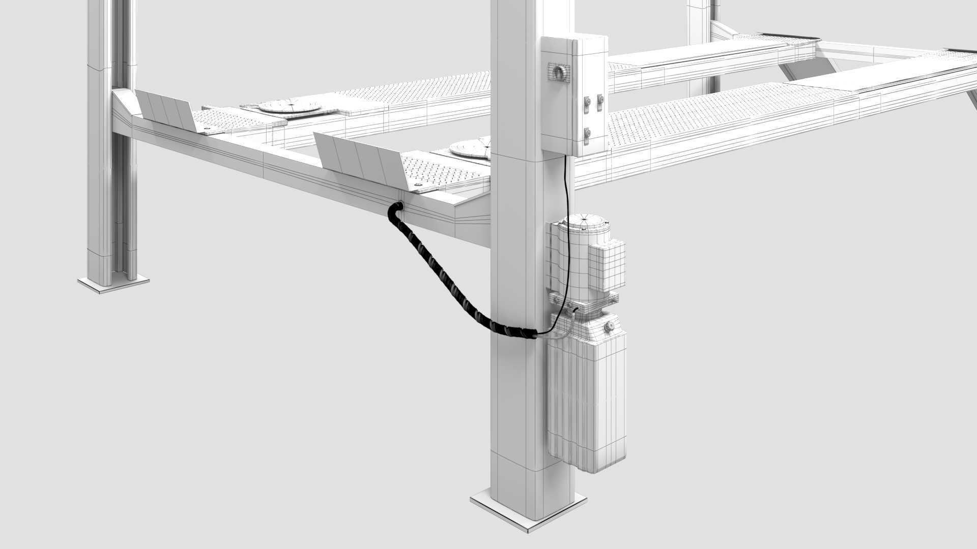 4 Post Car Lift 3D model_6