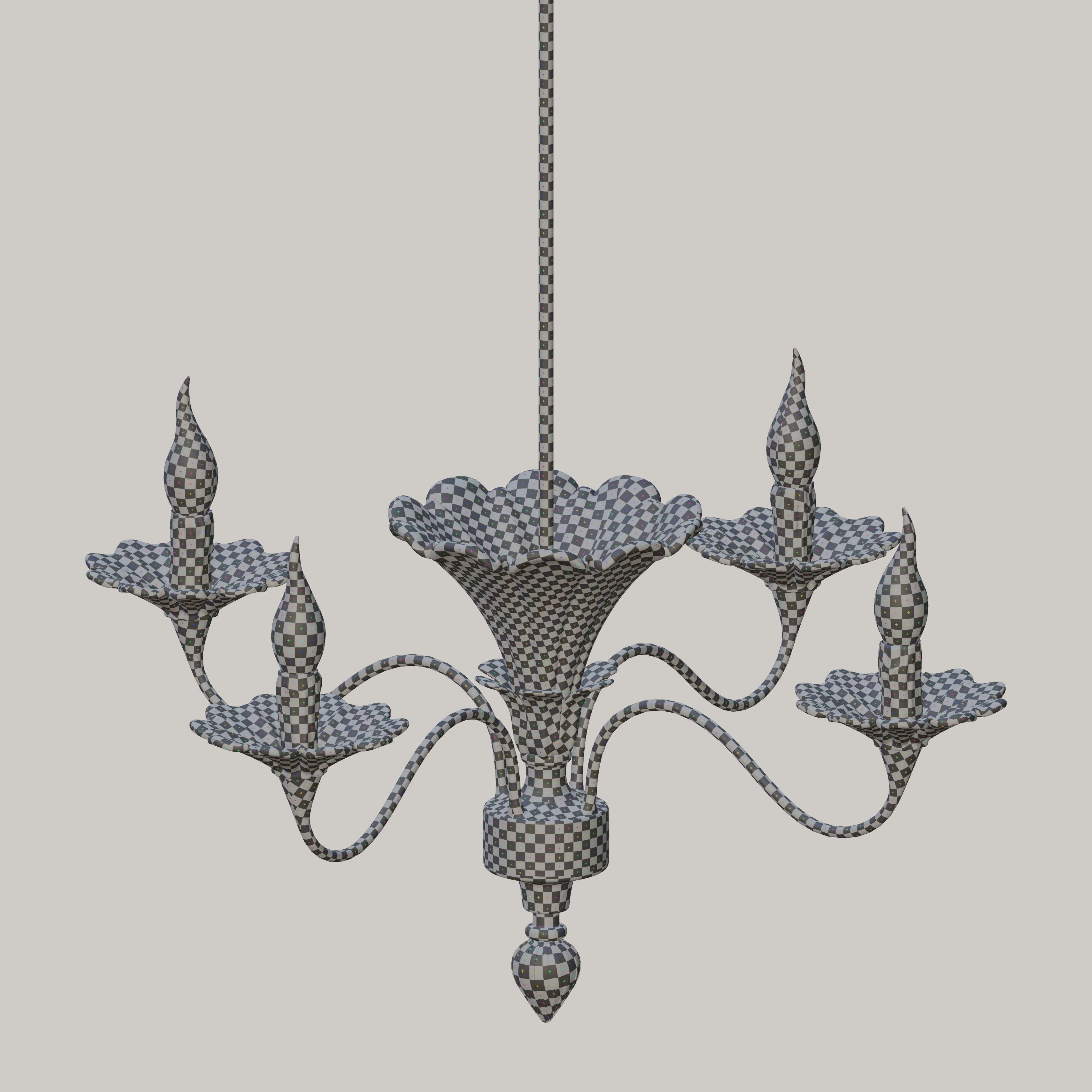 Floral Tulip Chandelier 3D model_4