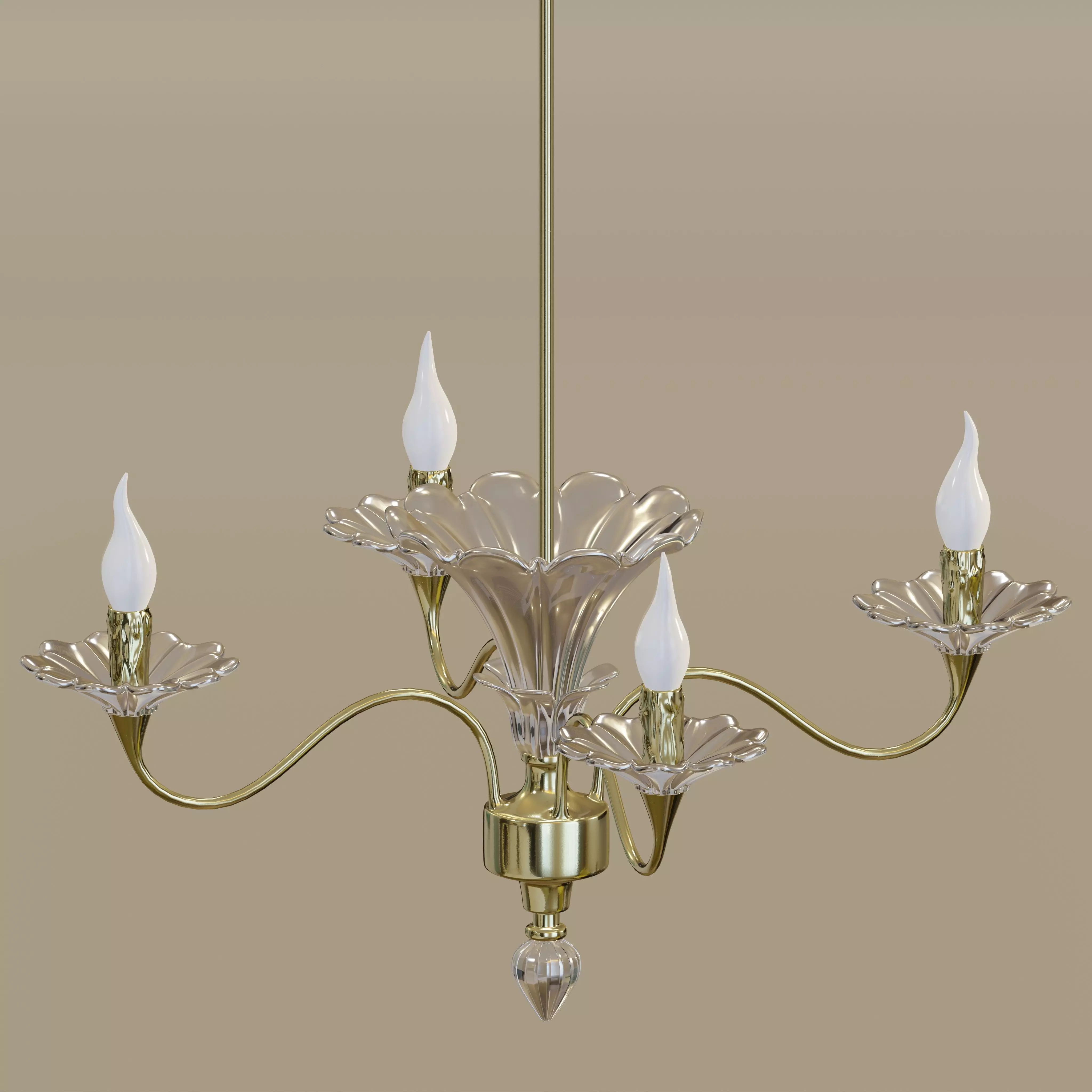 Floral Tulip Chandelier 3D model_0
