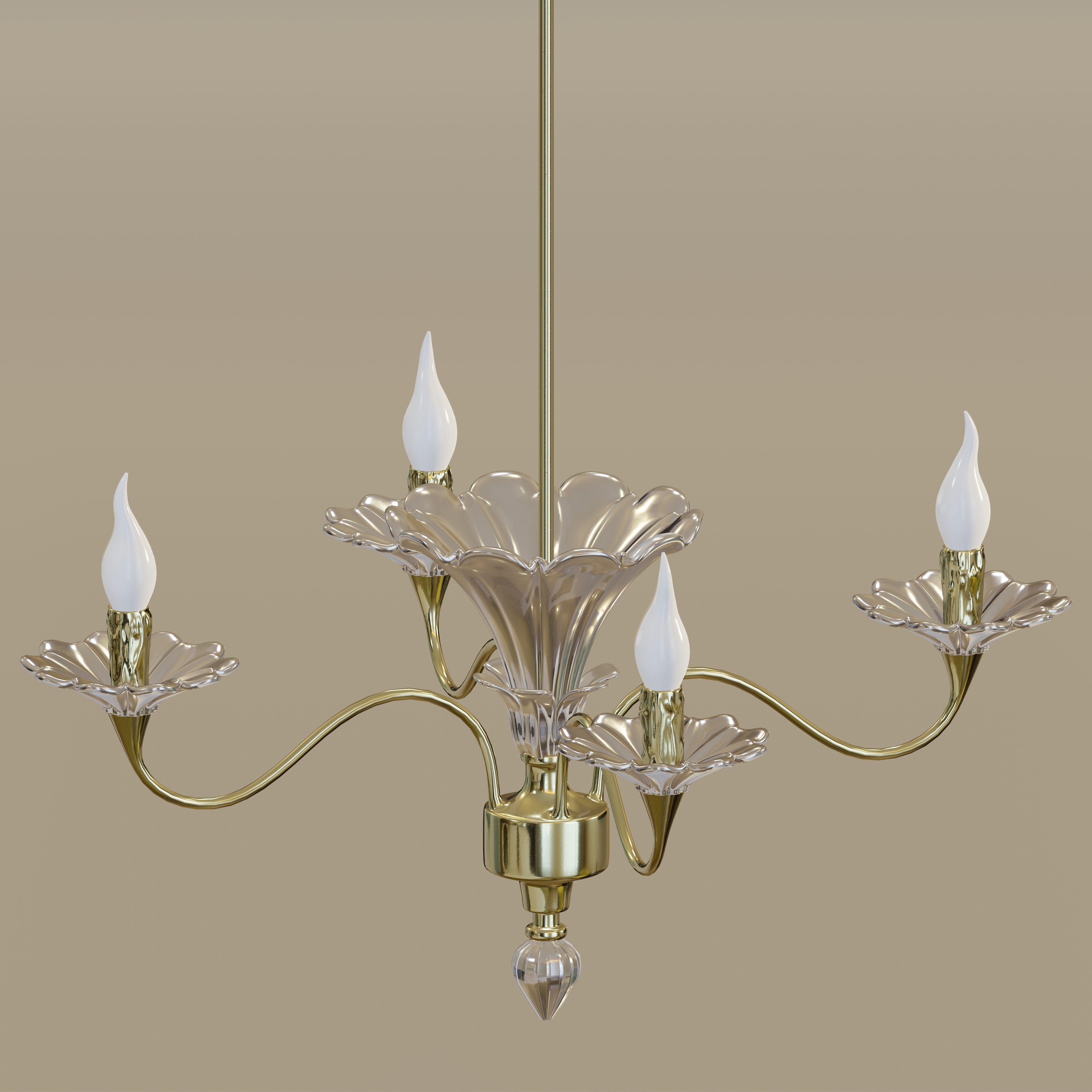 Floral Tulip Chandelier 3D model