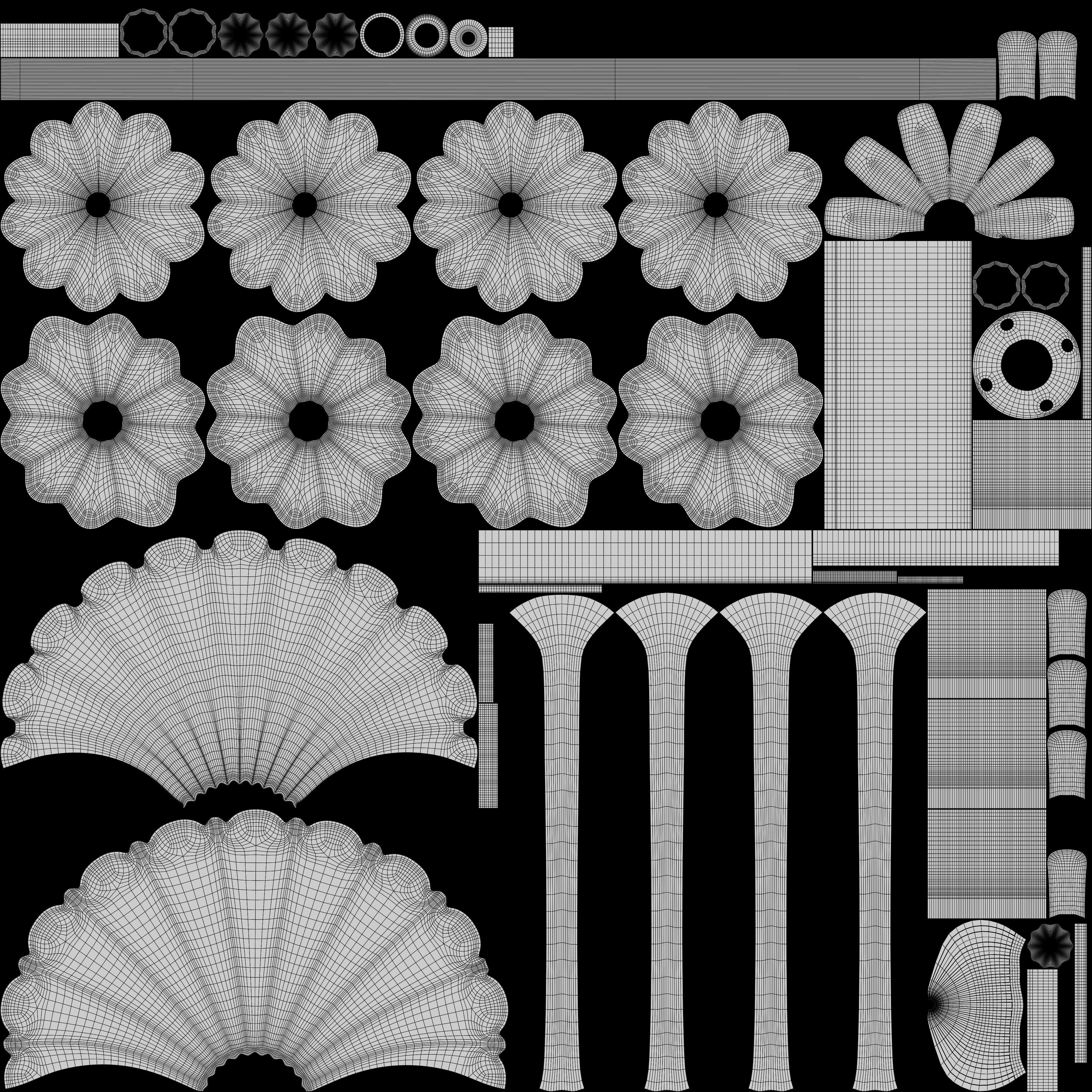 Floral Tulip Chandelier 3D model_10