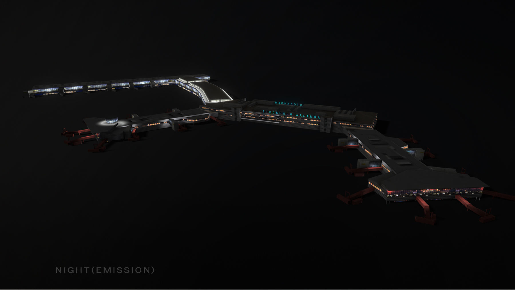 Airport Terminal ESSA Terminal5 Stockholm Arlanda Airport Low-poly 3D model_14