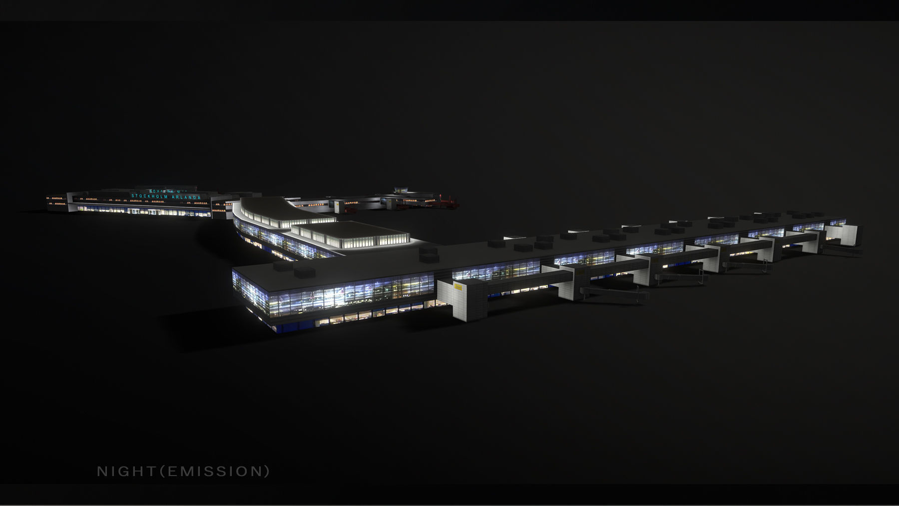 Airport Terminal ESSA Terminal5 Stockholm Arlanda Airport Low-poly 3D model_16