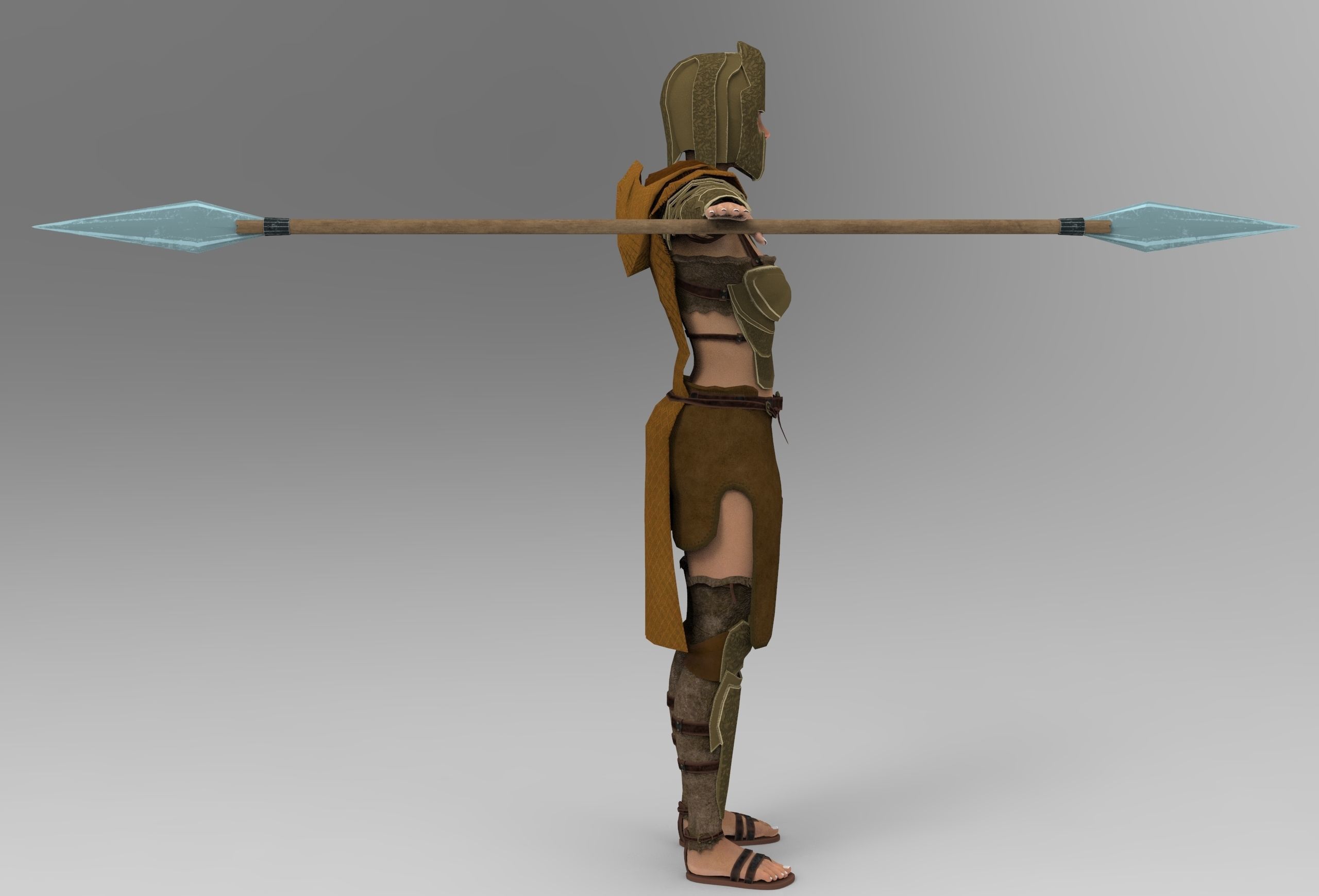 The Spear Guardian  Low-poly 3D model_8