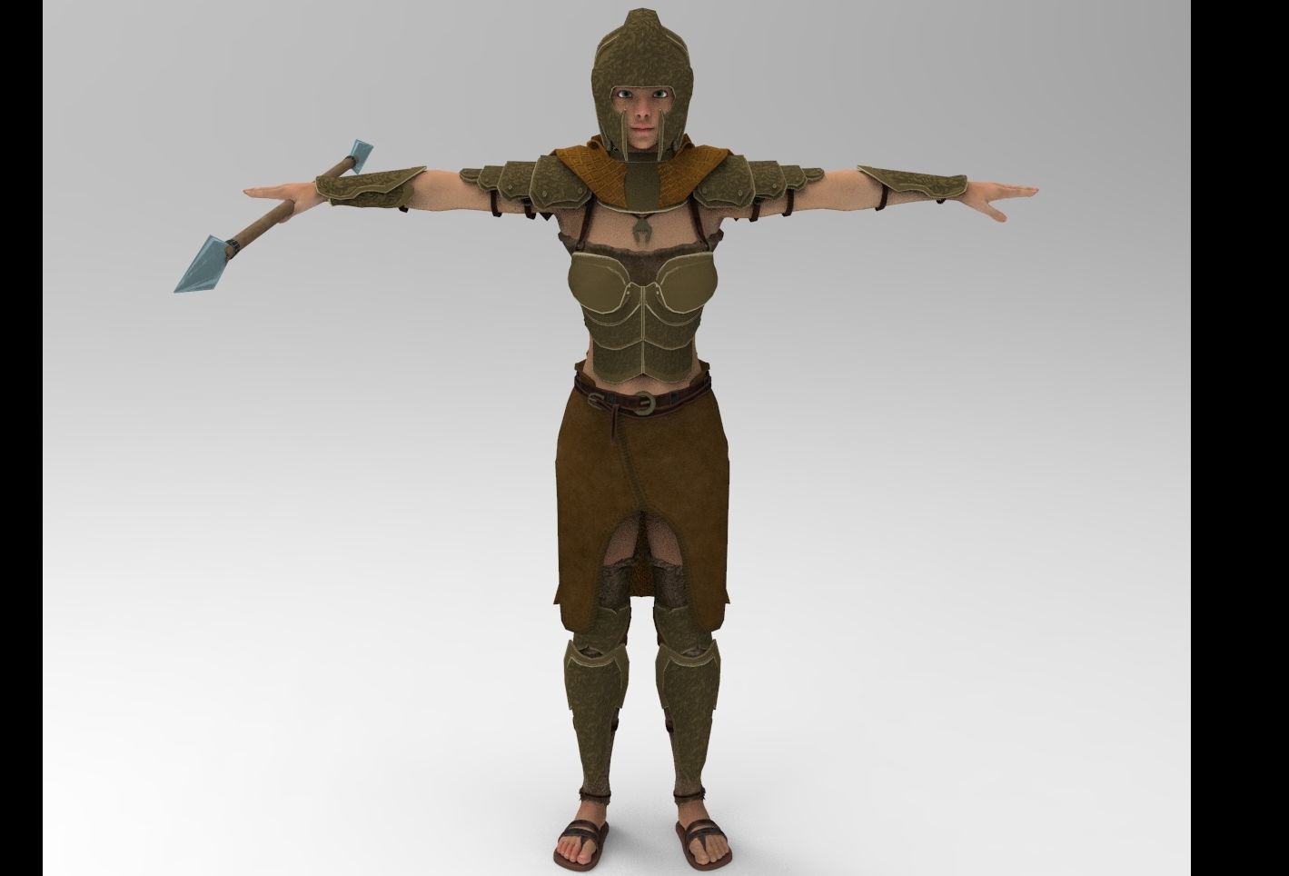 The Spear Guardian  Low-poly 3D model_4