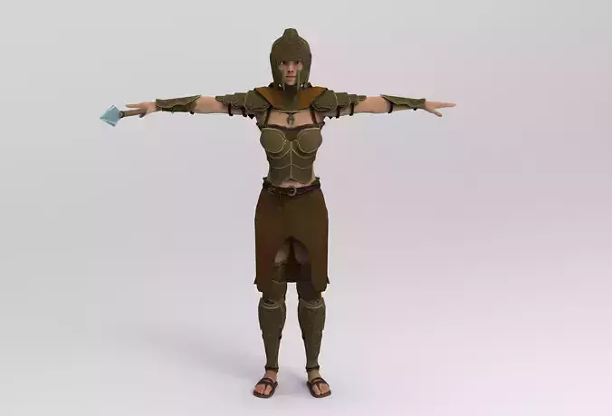 The Spear Guardian  Low-poly 3D model