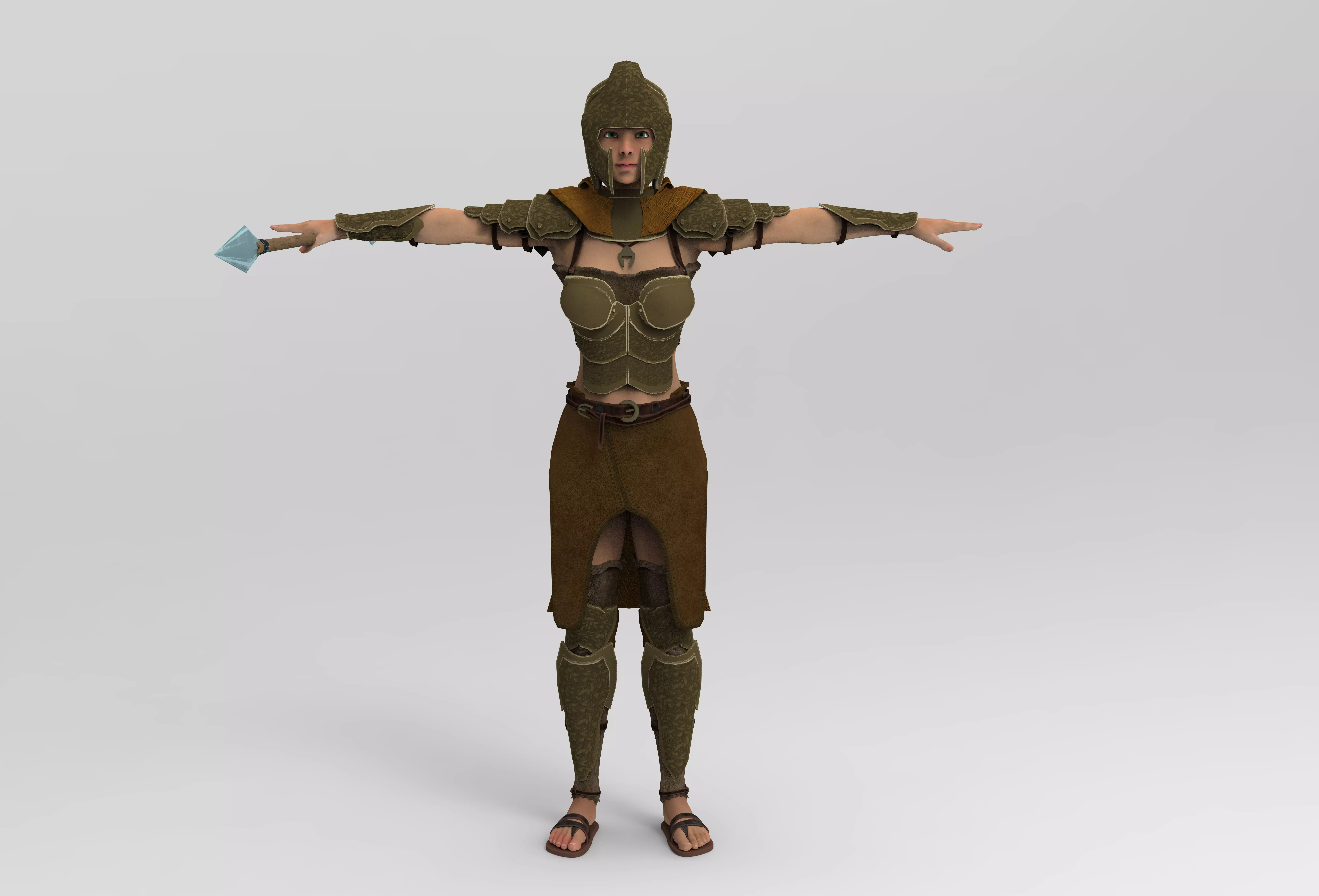 The Spear Guardian  Low-poly 3D model_0