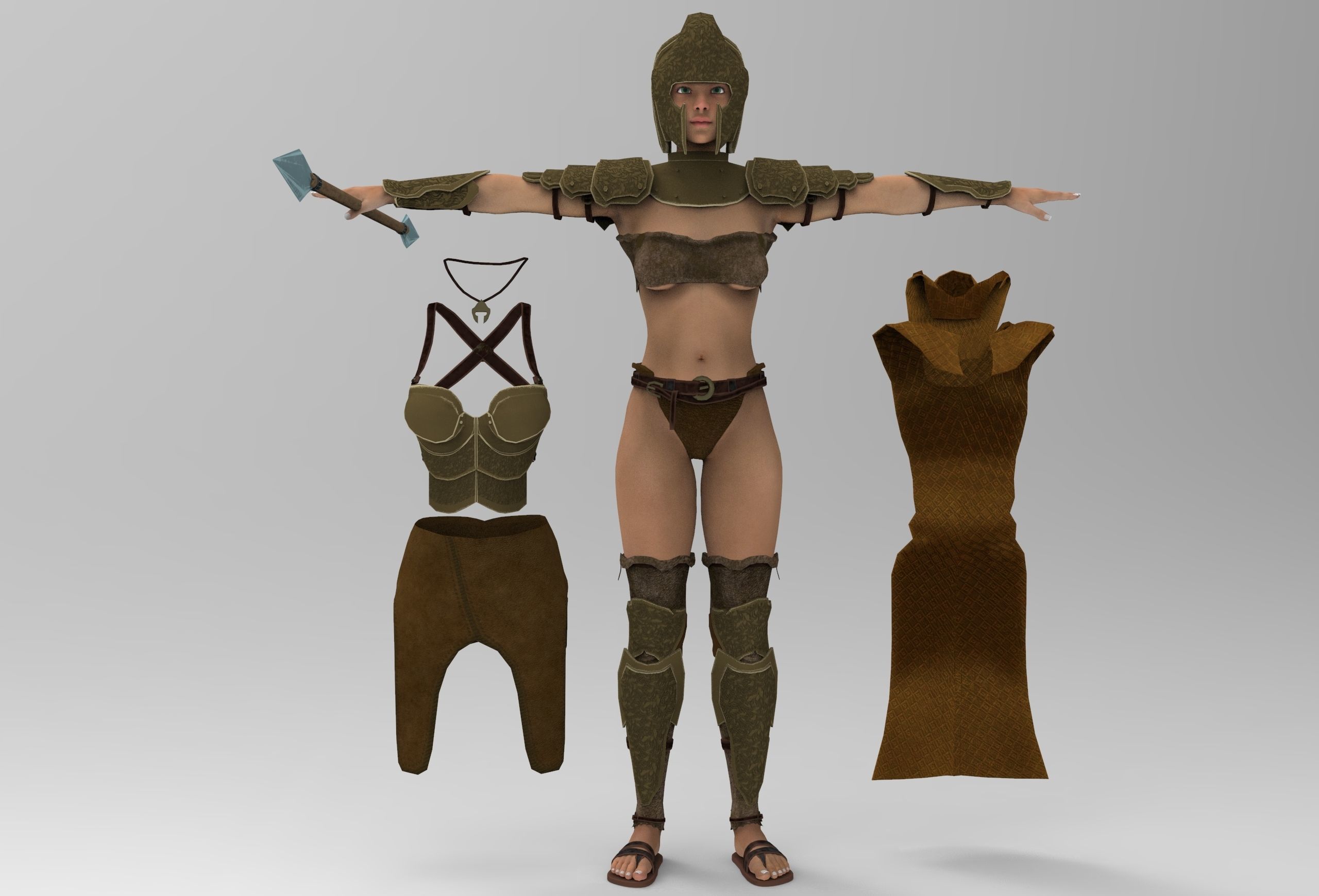 The Spear Guardian  Low-poly 3D model_2
