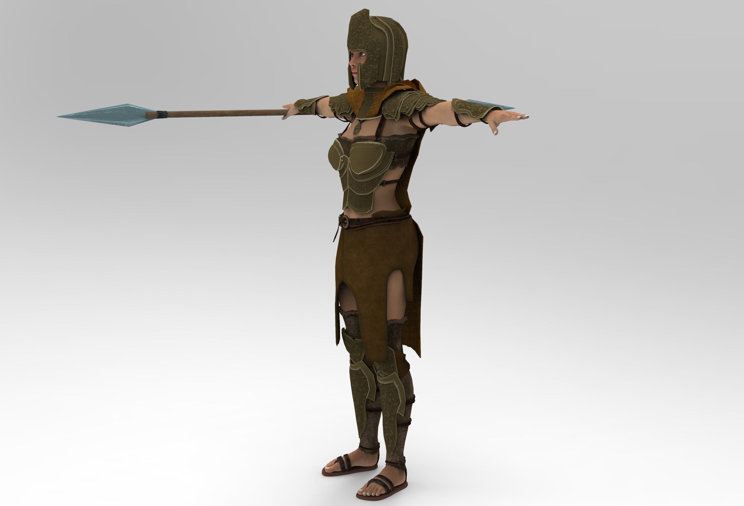 The Spear Guardian  Low-poly 3D model_5