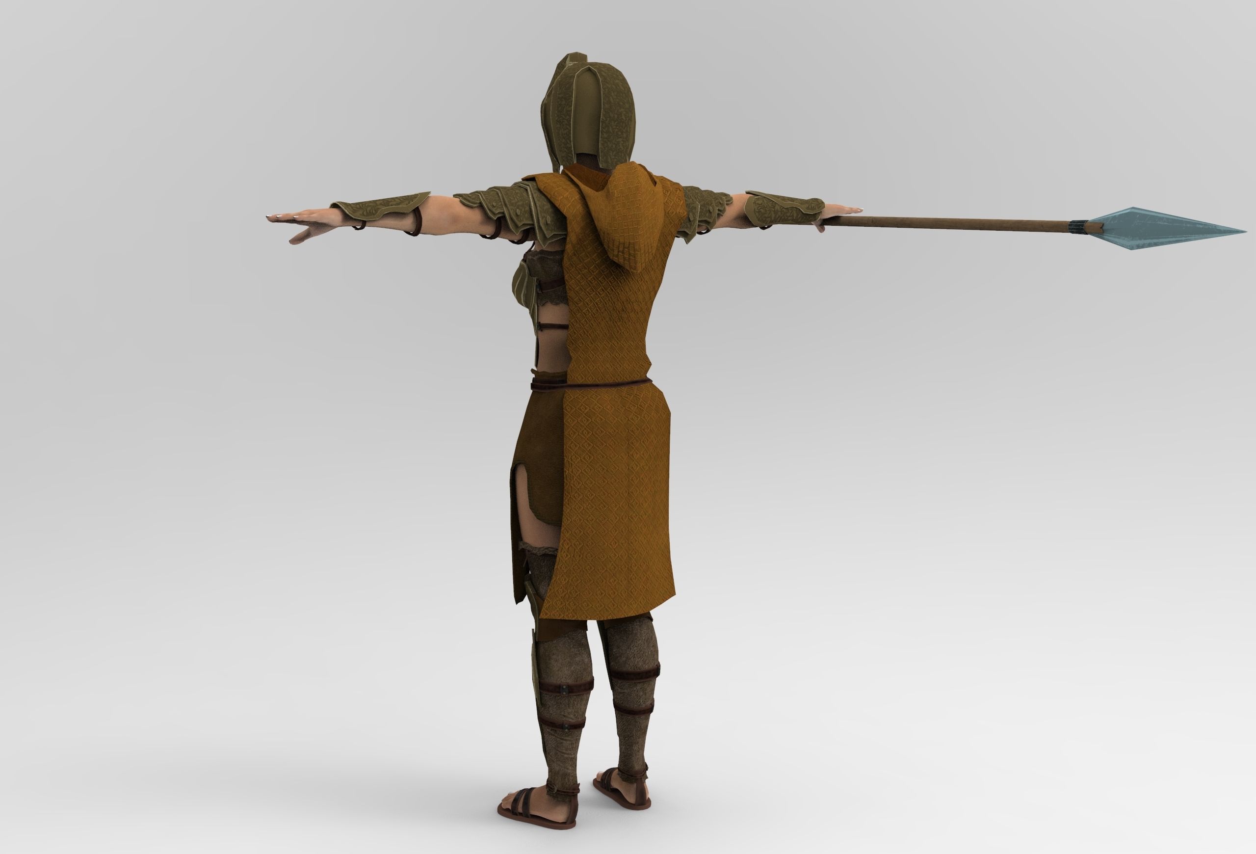 The Spear Guardian  Low-poly 3D model_6