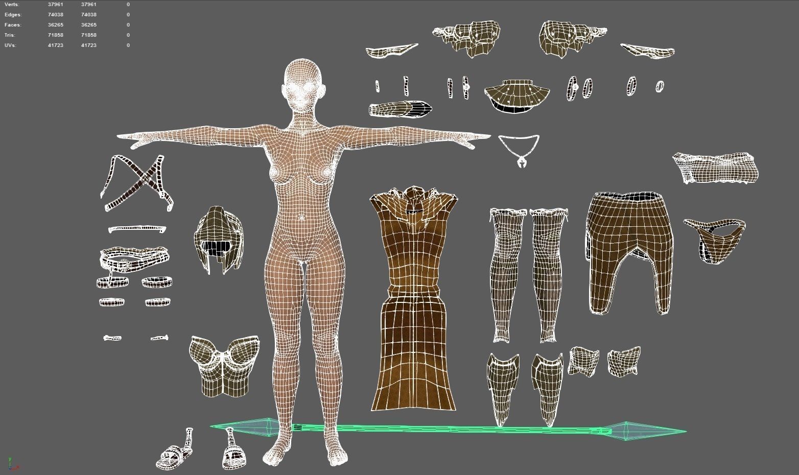 The Spear Guardian  Low-poly 3D model_15