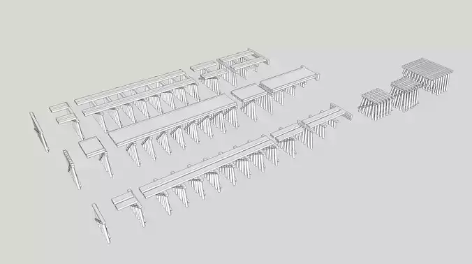 Wood Trestle Railroad Bridge Modular N Scale 3D Print 3D print model