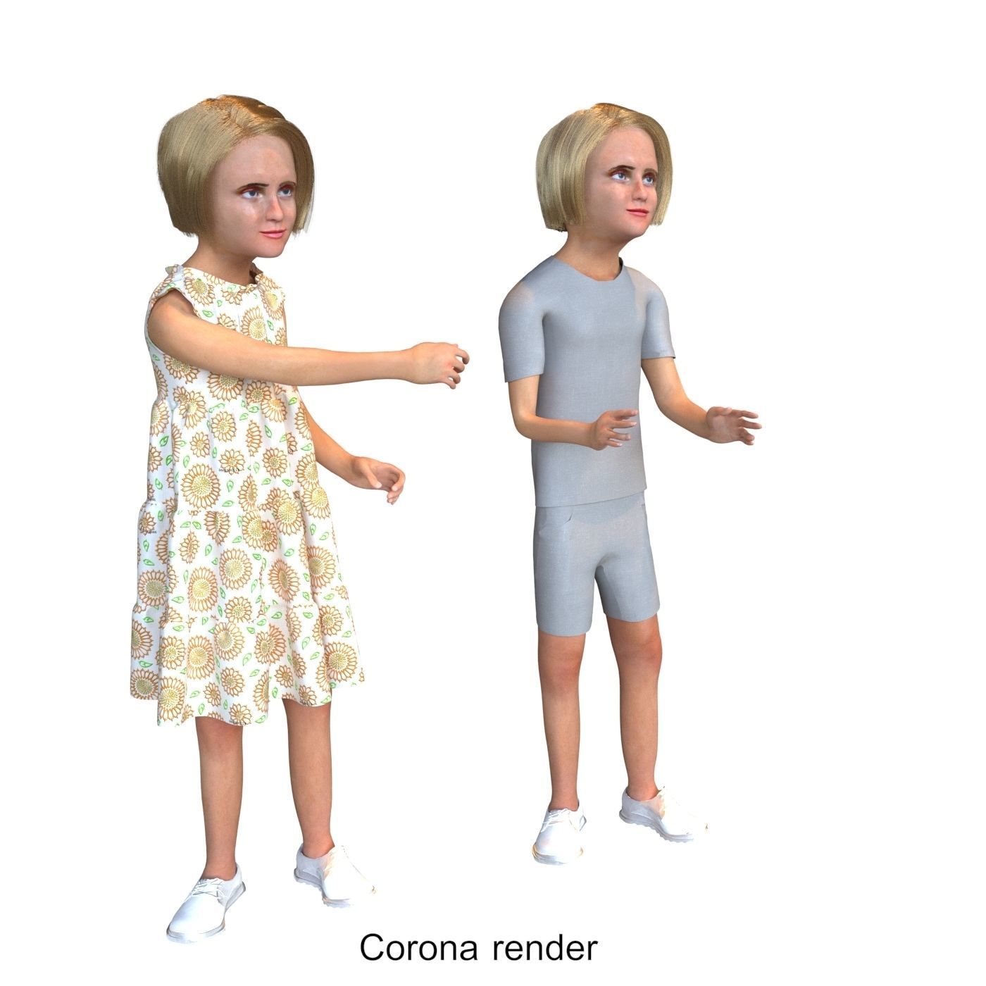 Girl real cloth simulation conversation loop animation 3 3D model_10
