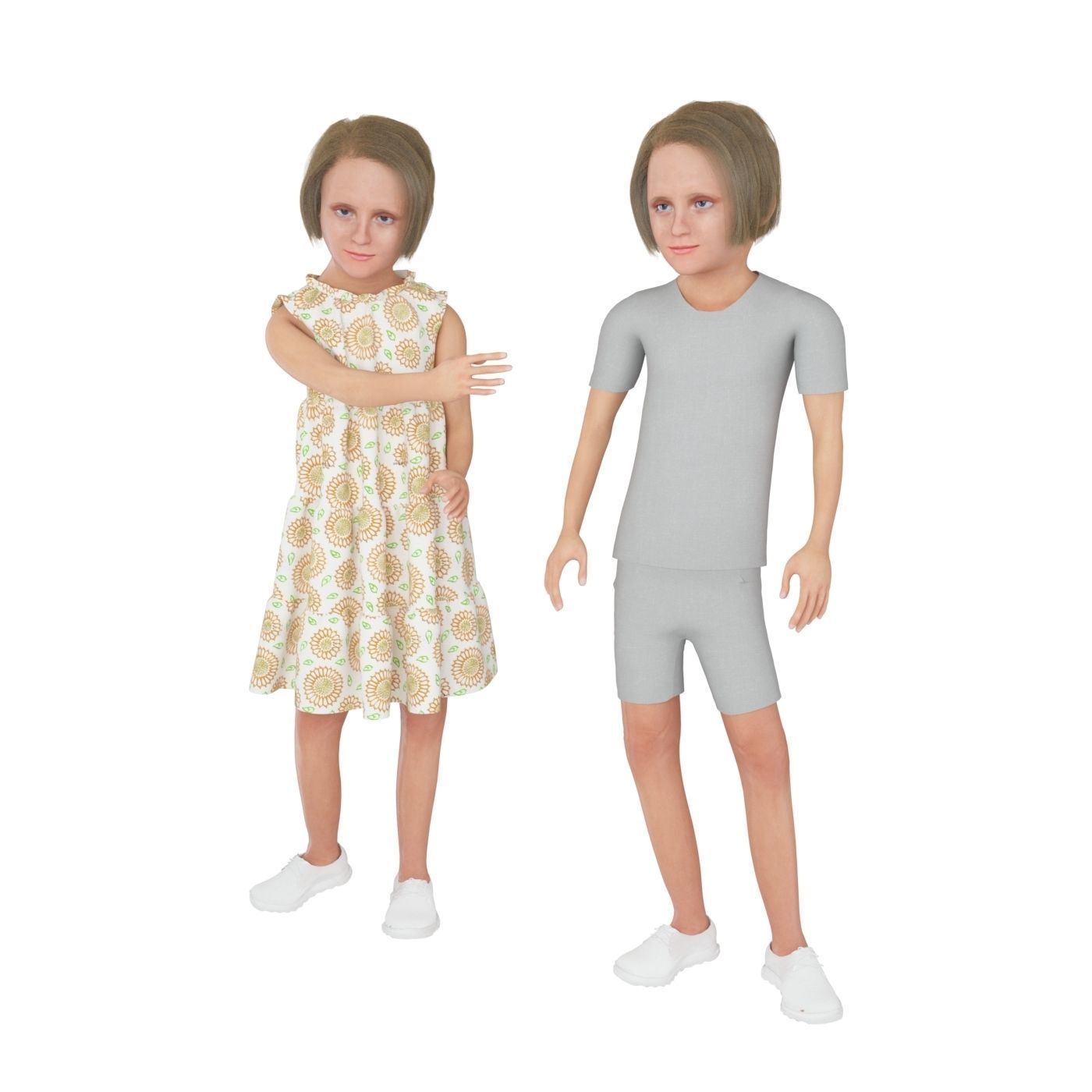 Girl real cloth simulation conversation loop animation 3 3D model_5