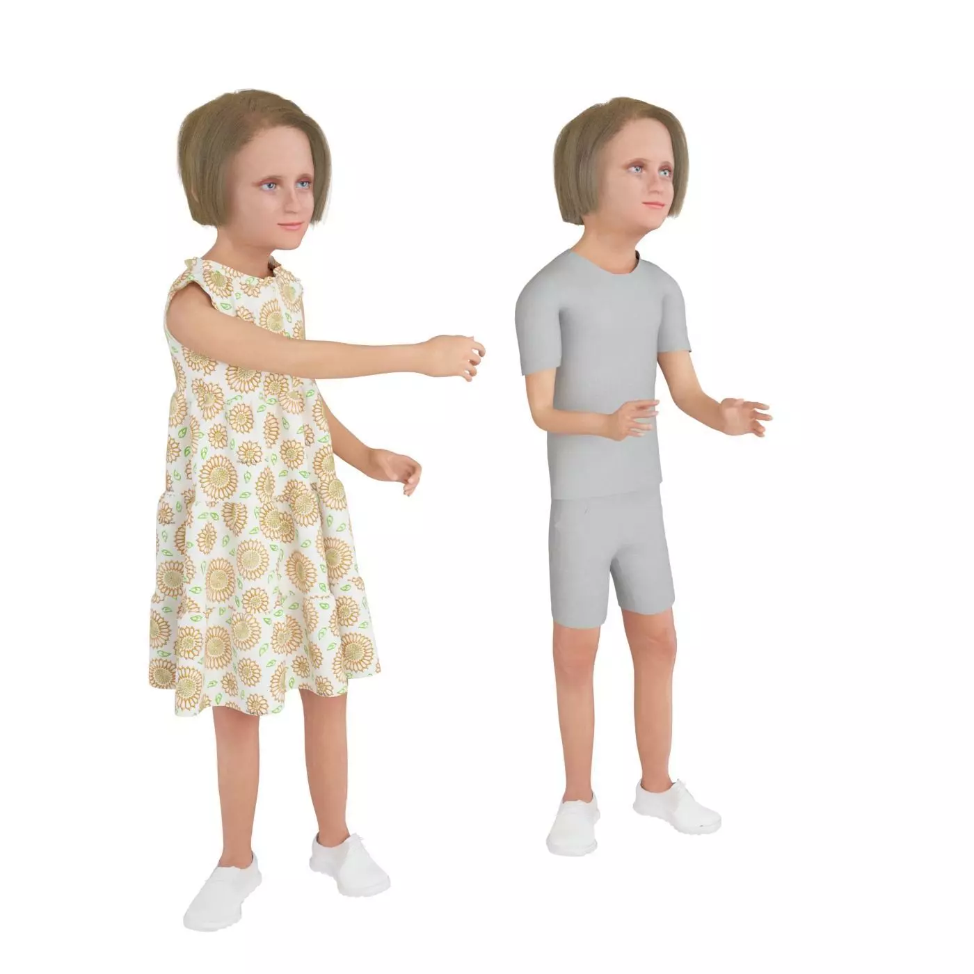 Girl real cloth simulation conversation loop animation 3 3D model_0