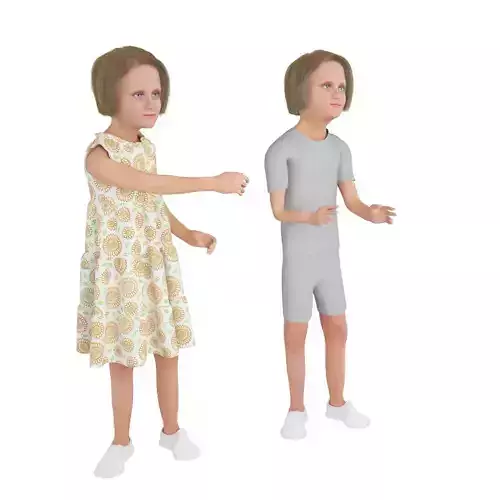 Girl real cloth simulation conversation loop animation 3 3D model