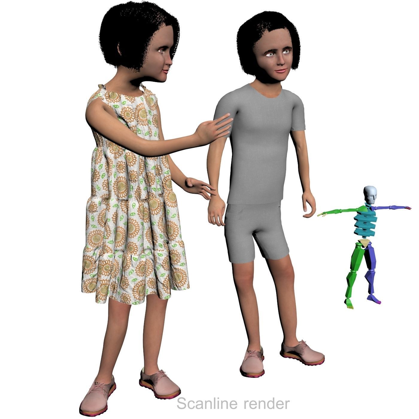 Girl real cloth simulation conversation loop animation 3 3D model_12