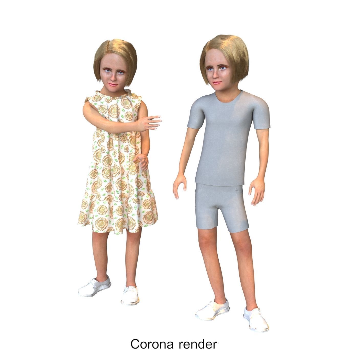 Girl real cloth simulation conversation loop animation 3 3D model_11