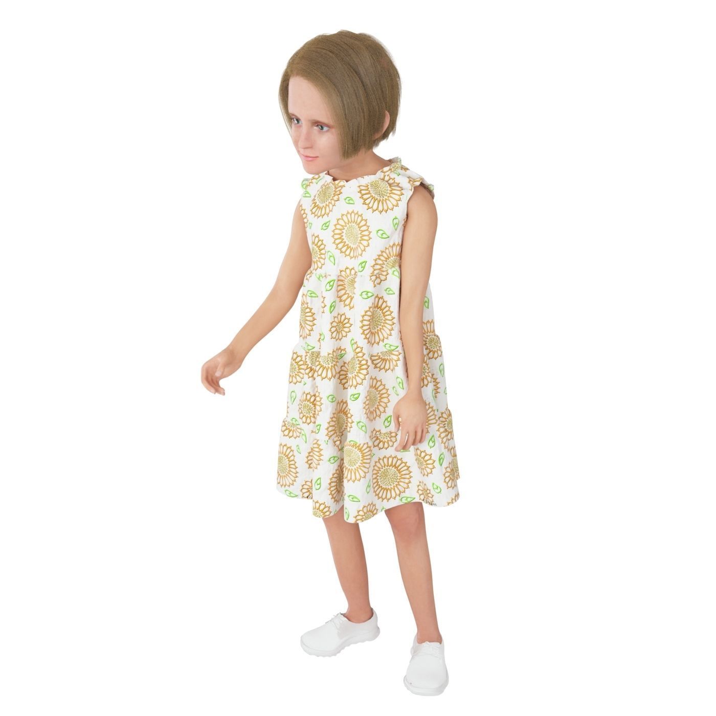 Girl real cloth simulation conversation loop animation 3 3D model_6