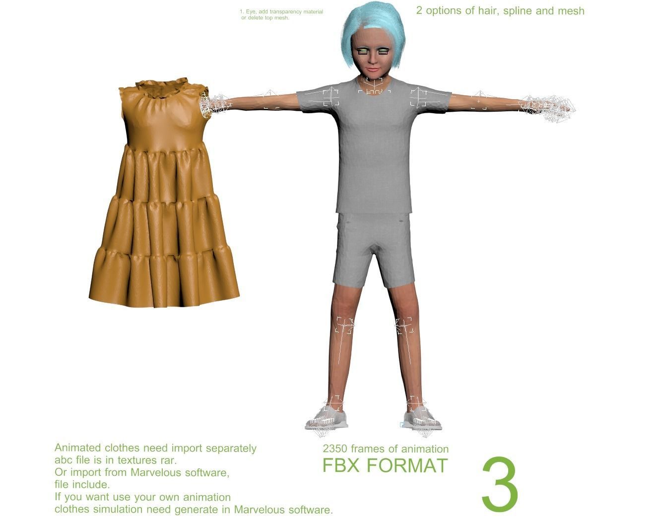 Girl real cloth simulation conversation loop animation 3 3D model_13