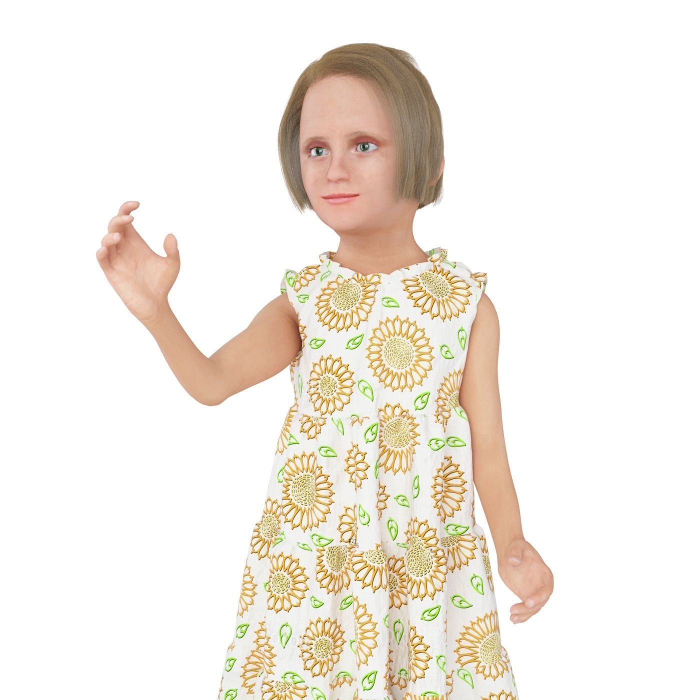 Girl real cloth simulation conversation loop animation 3 3D model_9