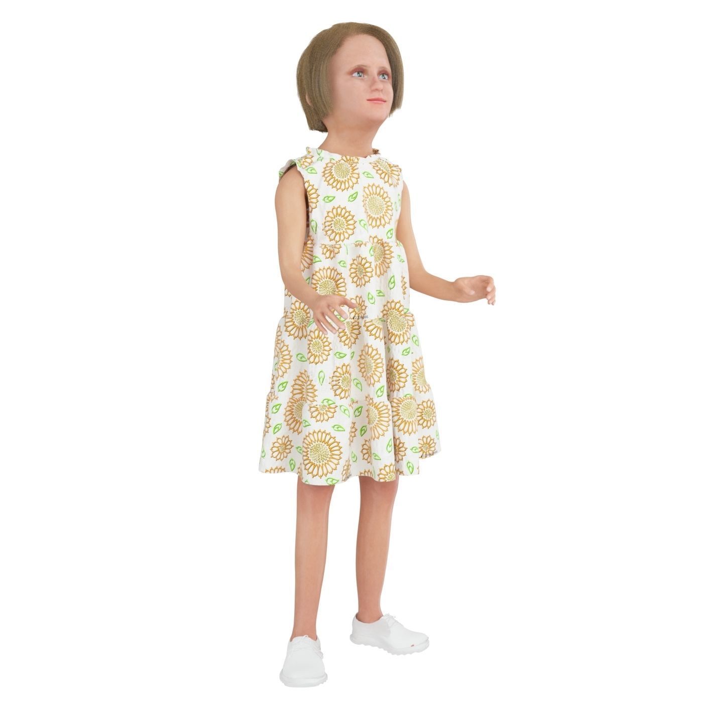 Girl real cloth simulation conversation loop animation 3 3D model_7