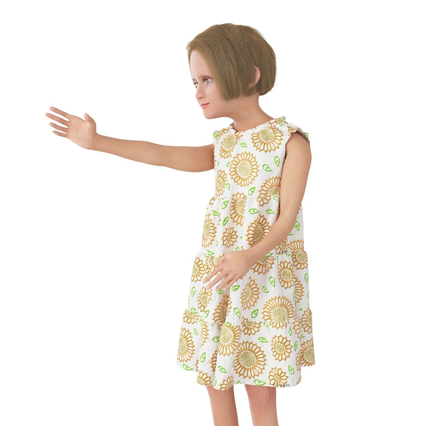 Girl real cloth simulation conversation loop animation 3 3D model_8