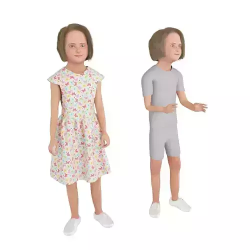 Girl real cloth simulation conversation loop animation 2 3D model