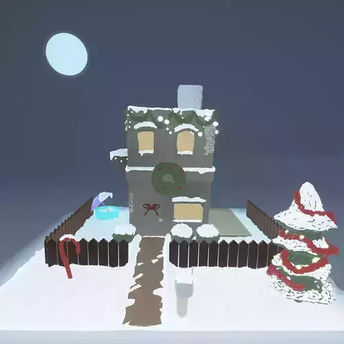 Stylized Christmas House Scene 3D model