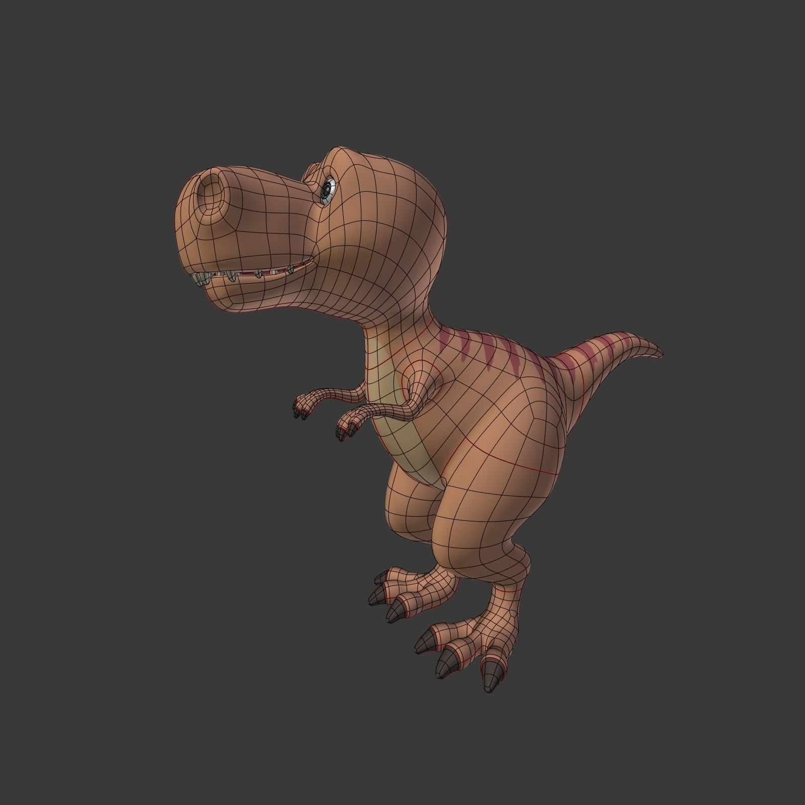 Cartoon Dinosaur - TRex Low-poly 3D model_2