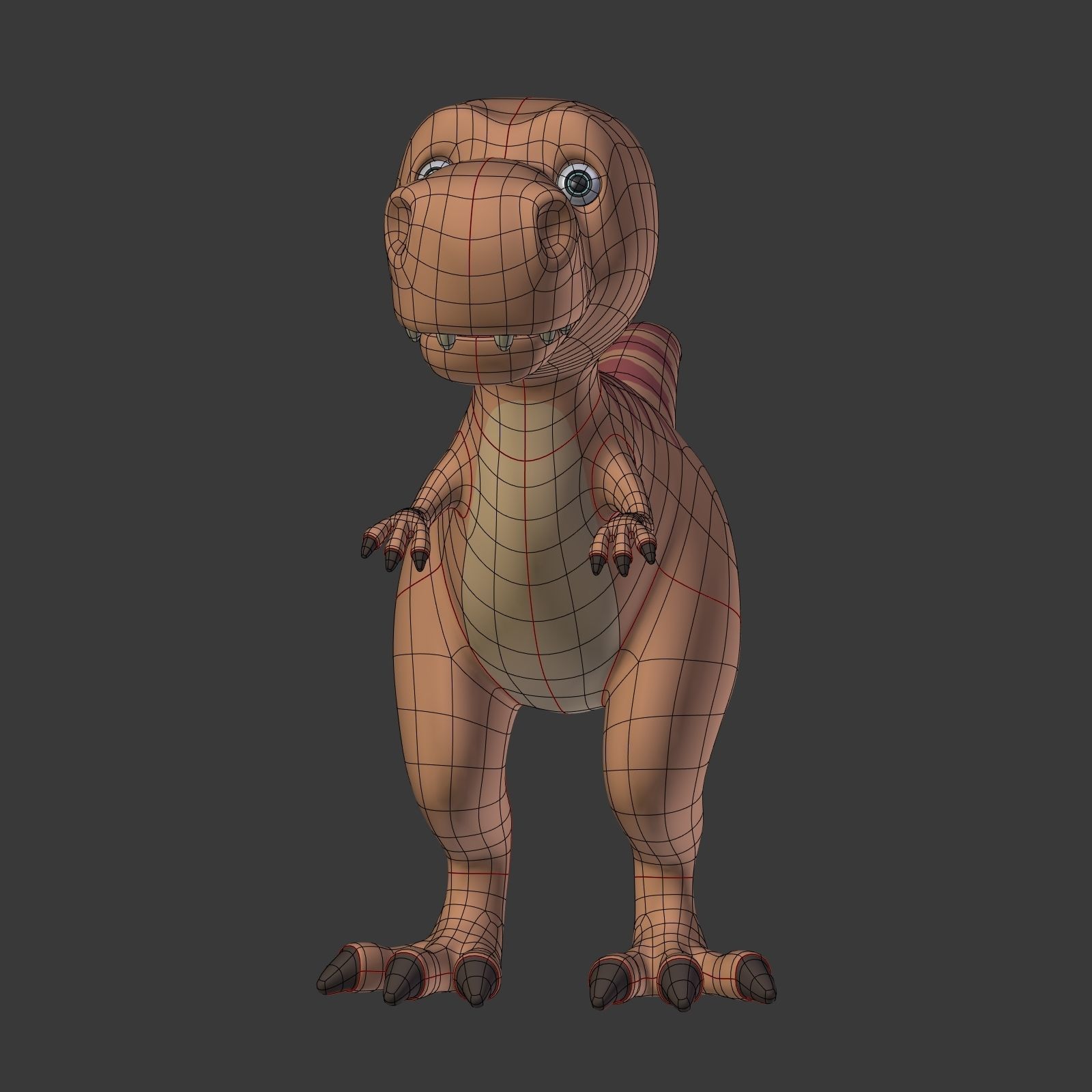 Cartoon Dinosaur - TRex Low-poly 3D model_8