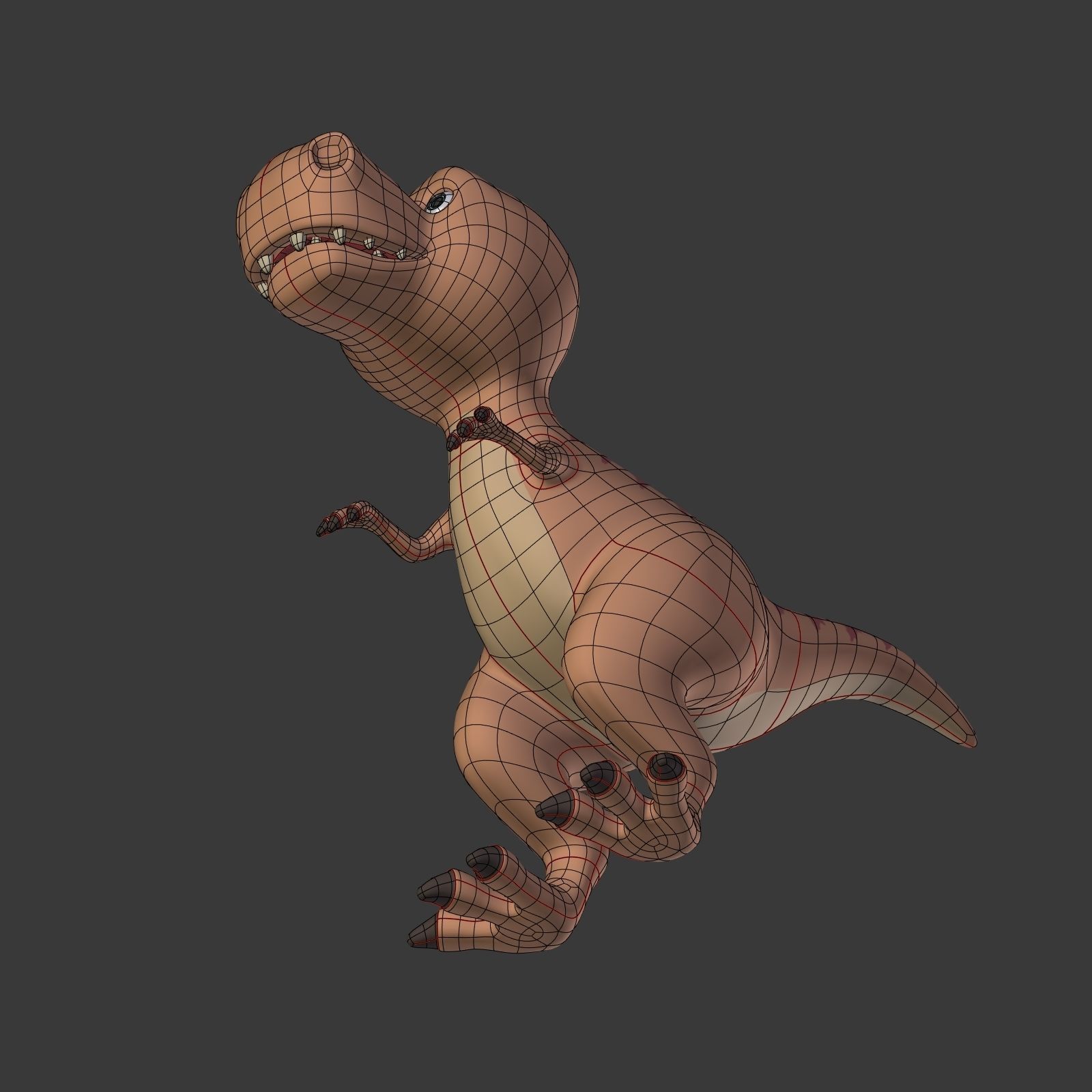 Cartoon Dinosaur - TRex Low-poly 3D model_26