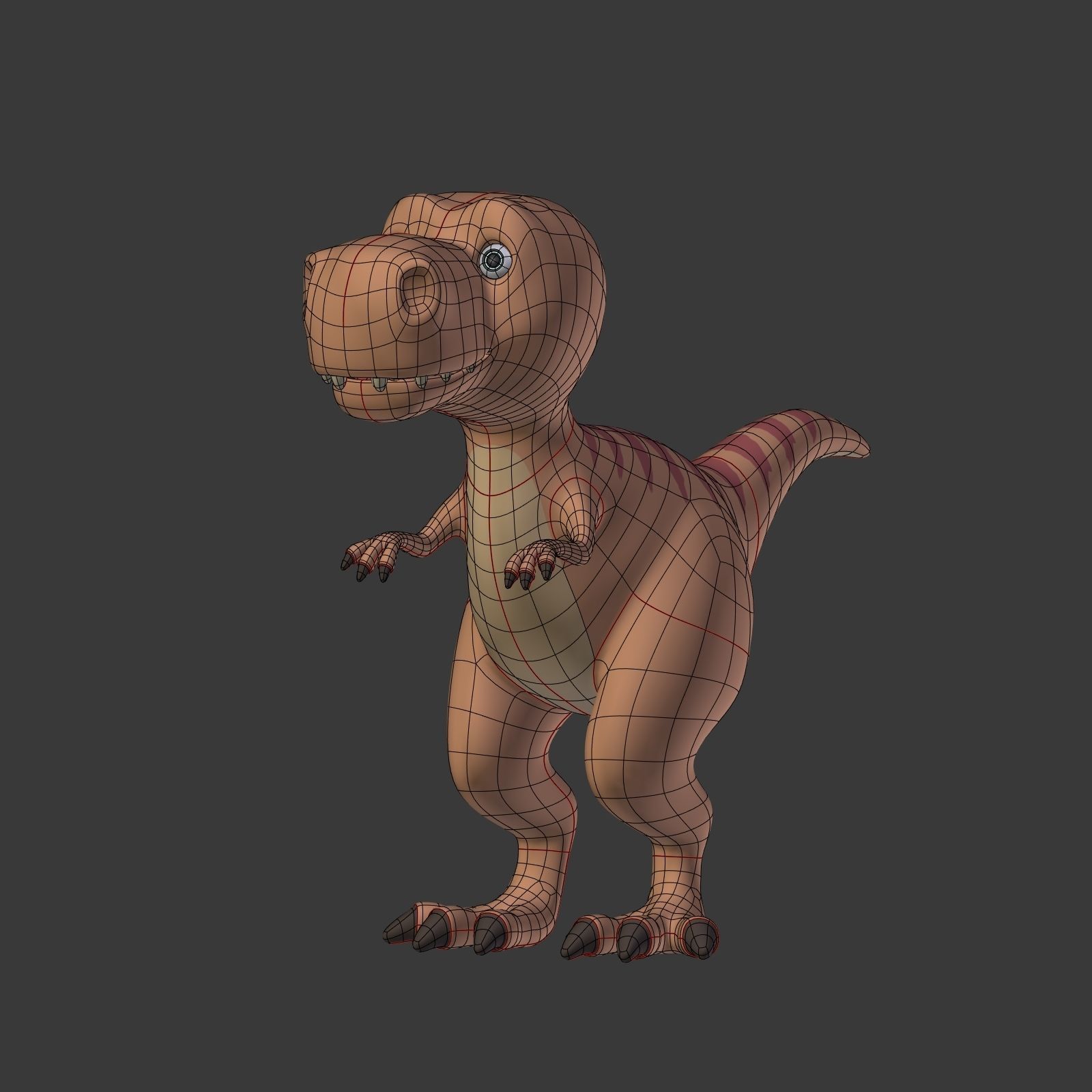 Cartoon Dinosaur - TRex Low-poly 3D model_6