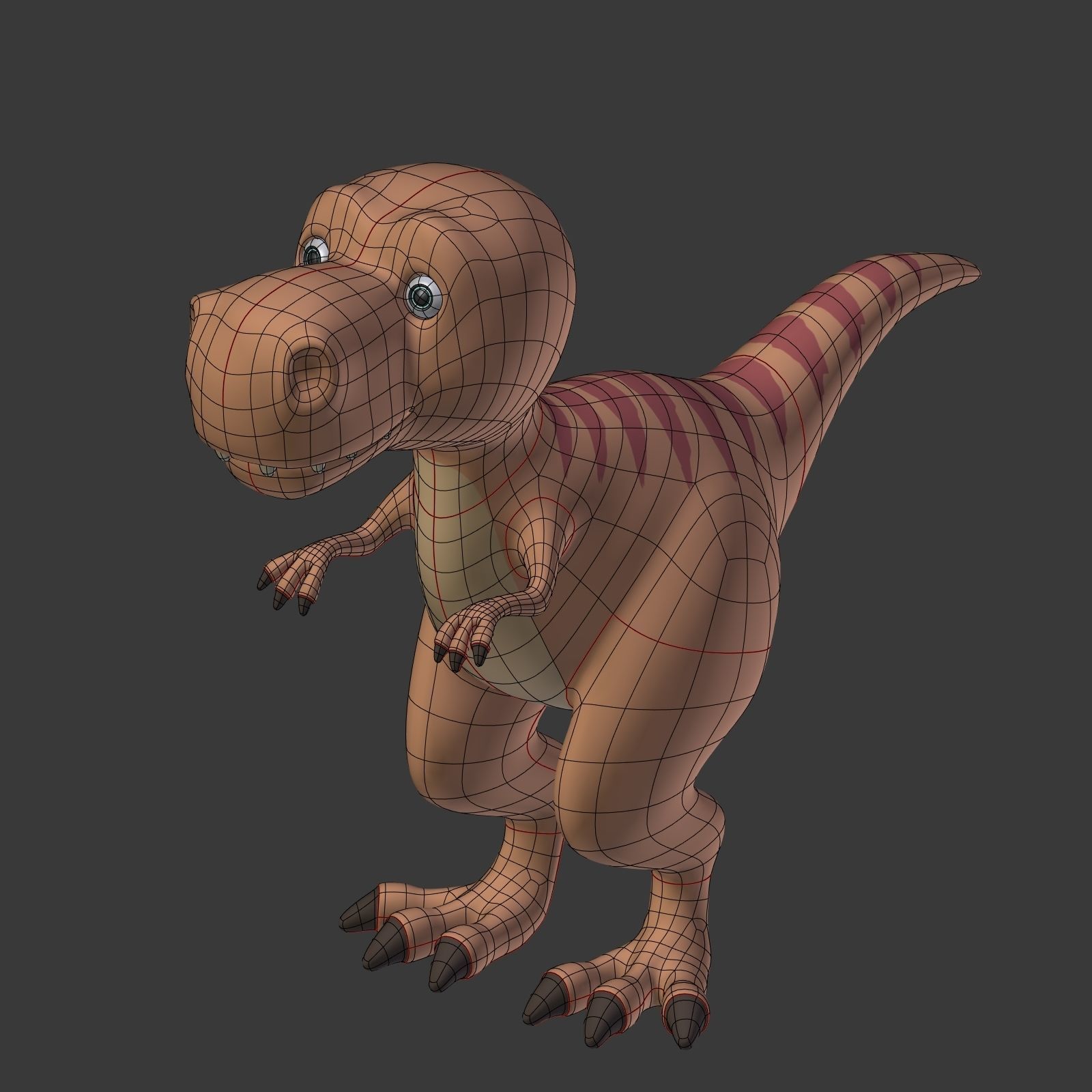 Cartoon Dinosaur - TRex Low-poly 3D model_10
