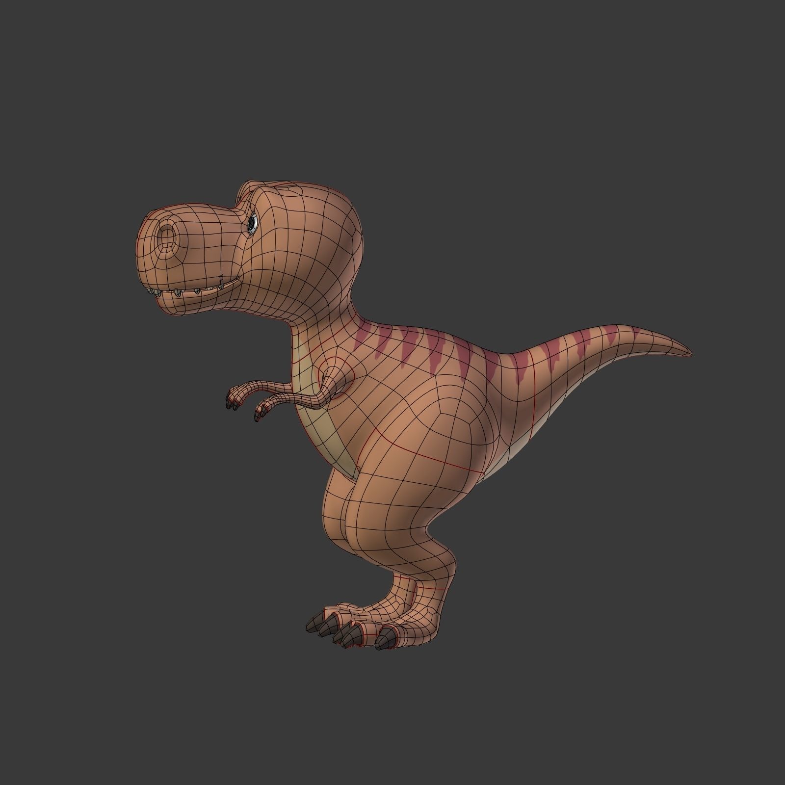 Cartoon Dinosaur - TRex Low-poly 3D model_12