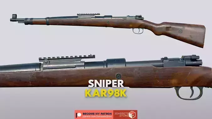 Weapon - Gun - Sniper - Kar98k Low-poly 3D model