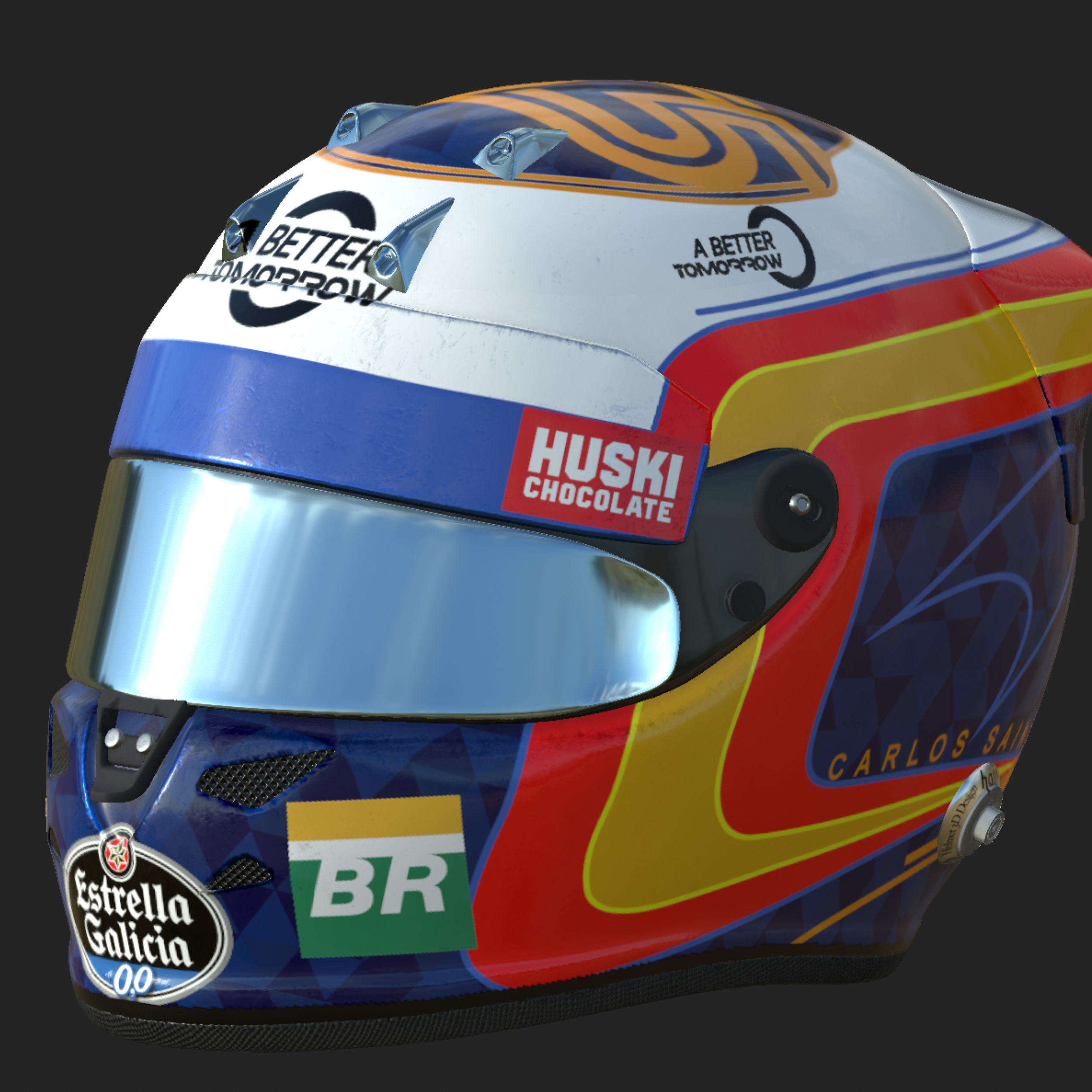 Sainz helmet 2019 Low-poly 3D model_12