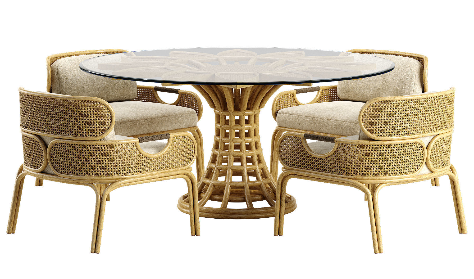 Mcguire Sunflower table Loop chair set 3D model_1