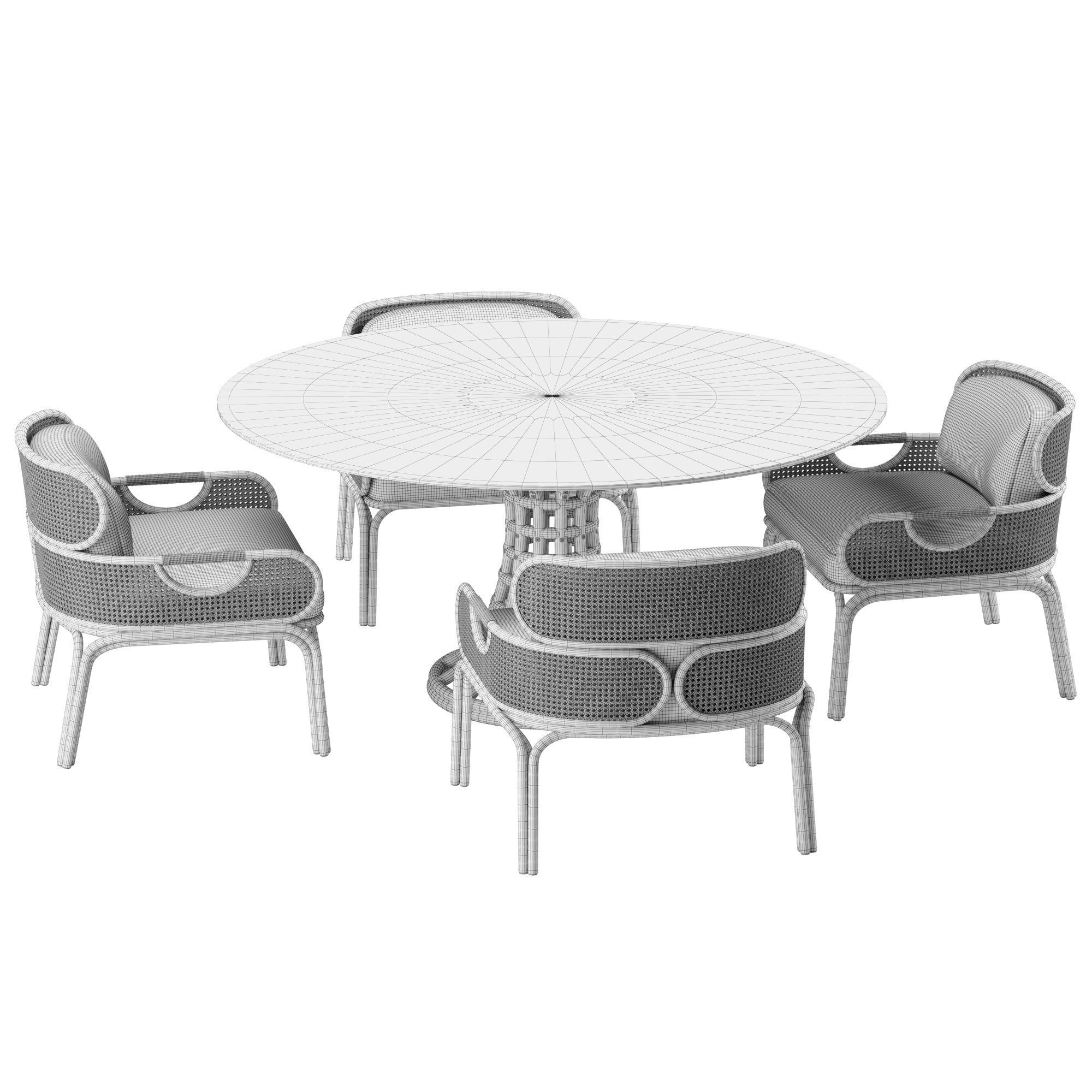 Mcguire Sunflower table Loop chair set 3D model_5
