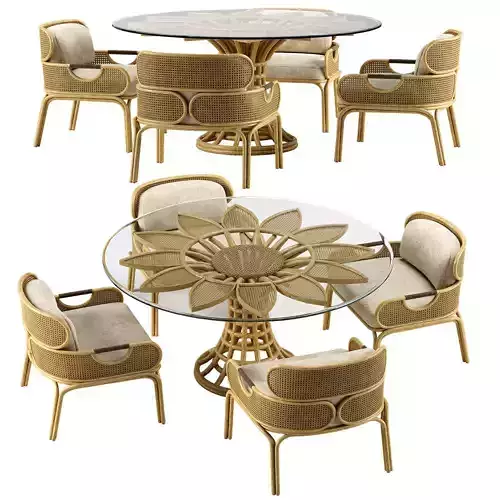 Mcguire Sunflower table Loop chair set 3D model